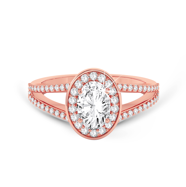 Split shank Oval ring with Halo - Rose Gold - Bodega