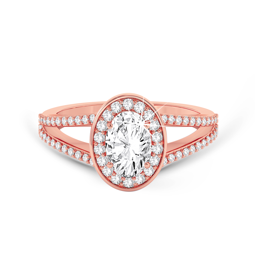 Split shank Oval ring with Halo - Rose Gold - Bodega