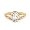 Split shank Oval ring with Halo - Yellow Gold - Bodega
