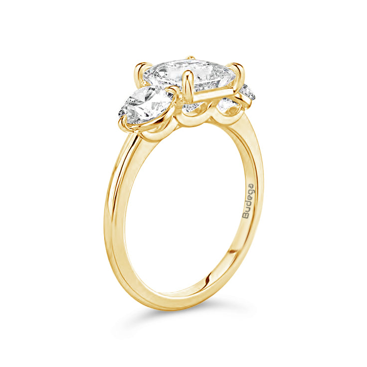 3 Stone Princess Cut Ring - Yellow Gold - Bodega