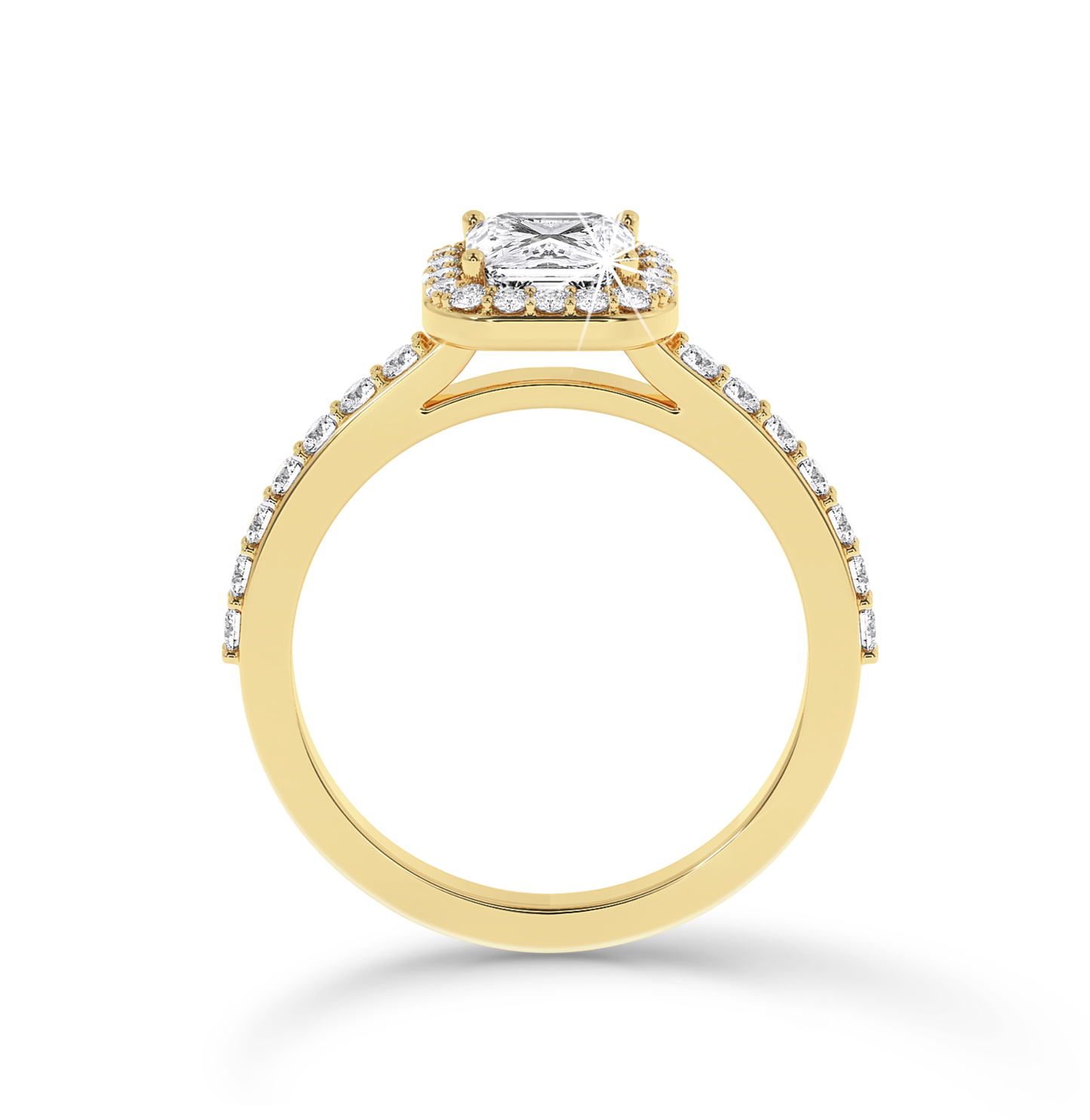 Asscher Cut Halo Ring - Yellow Gold - Bodega