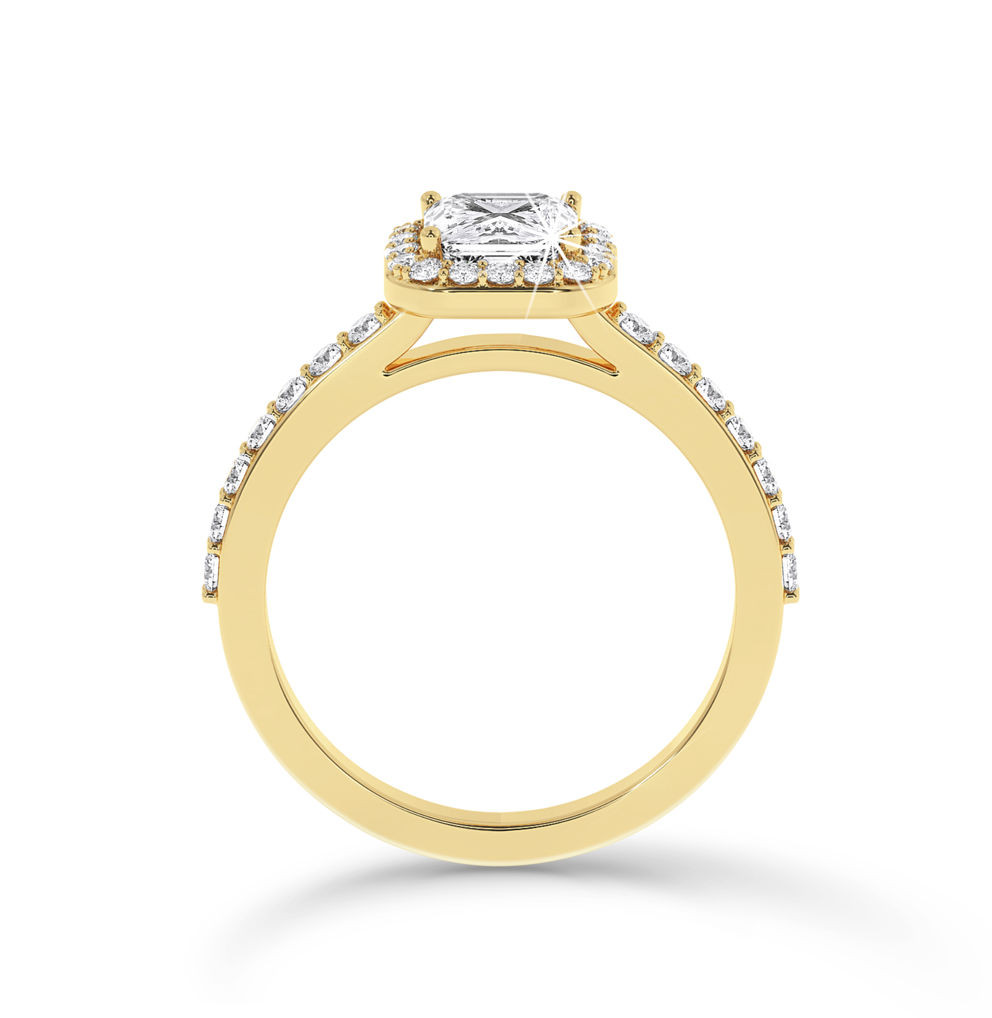 Asscher Cut Halo Ring - Yellow Gold - Bodega
