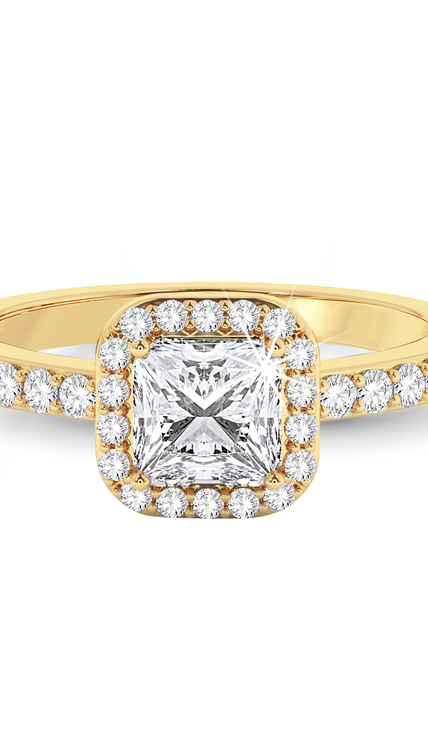 Asscher Cut Halo Ring - Yellow Gold - Bodega