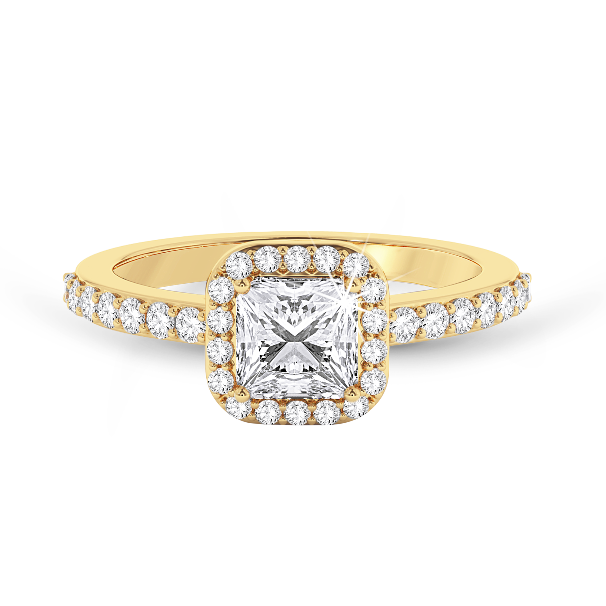 Asscher Cut Halo Ring - Yellow Gold - Bodega