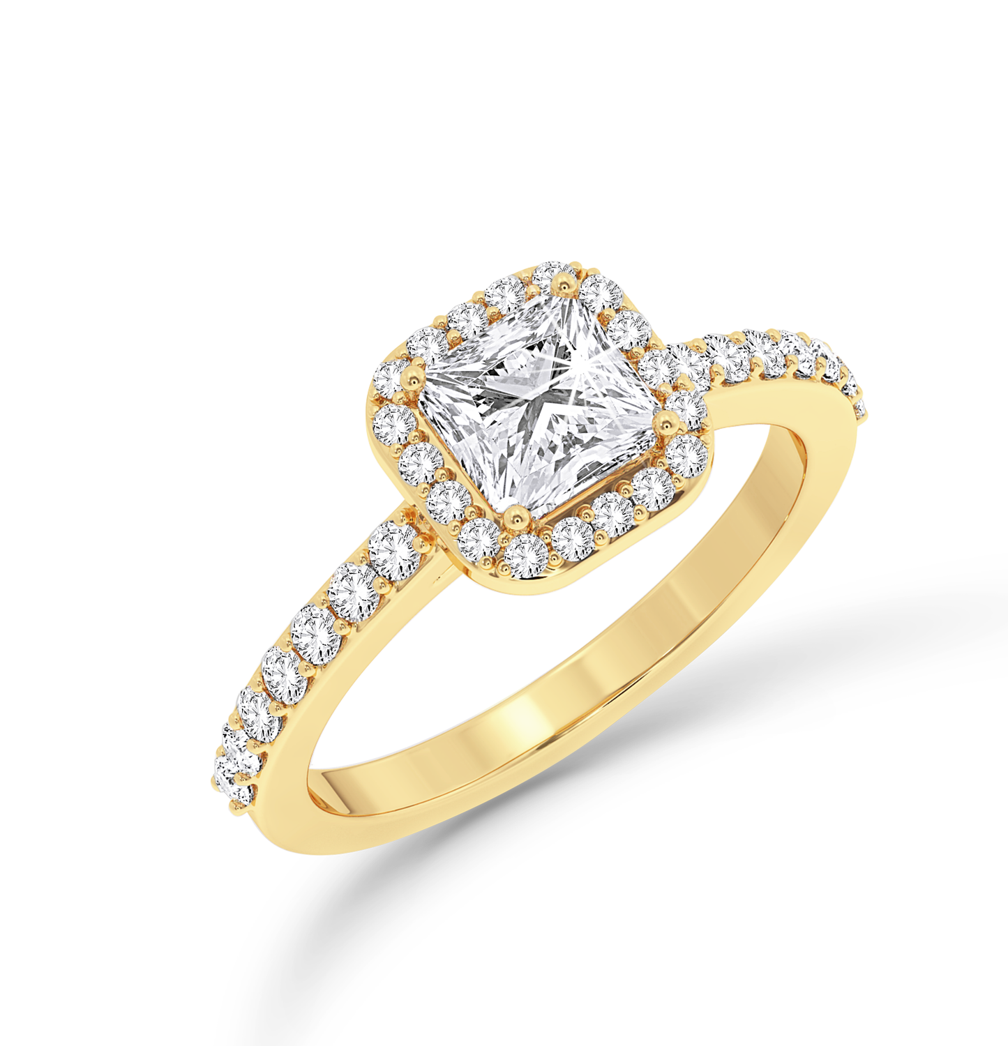 Asscher Cut Halo Ring - Yellow Gold - Bodega