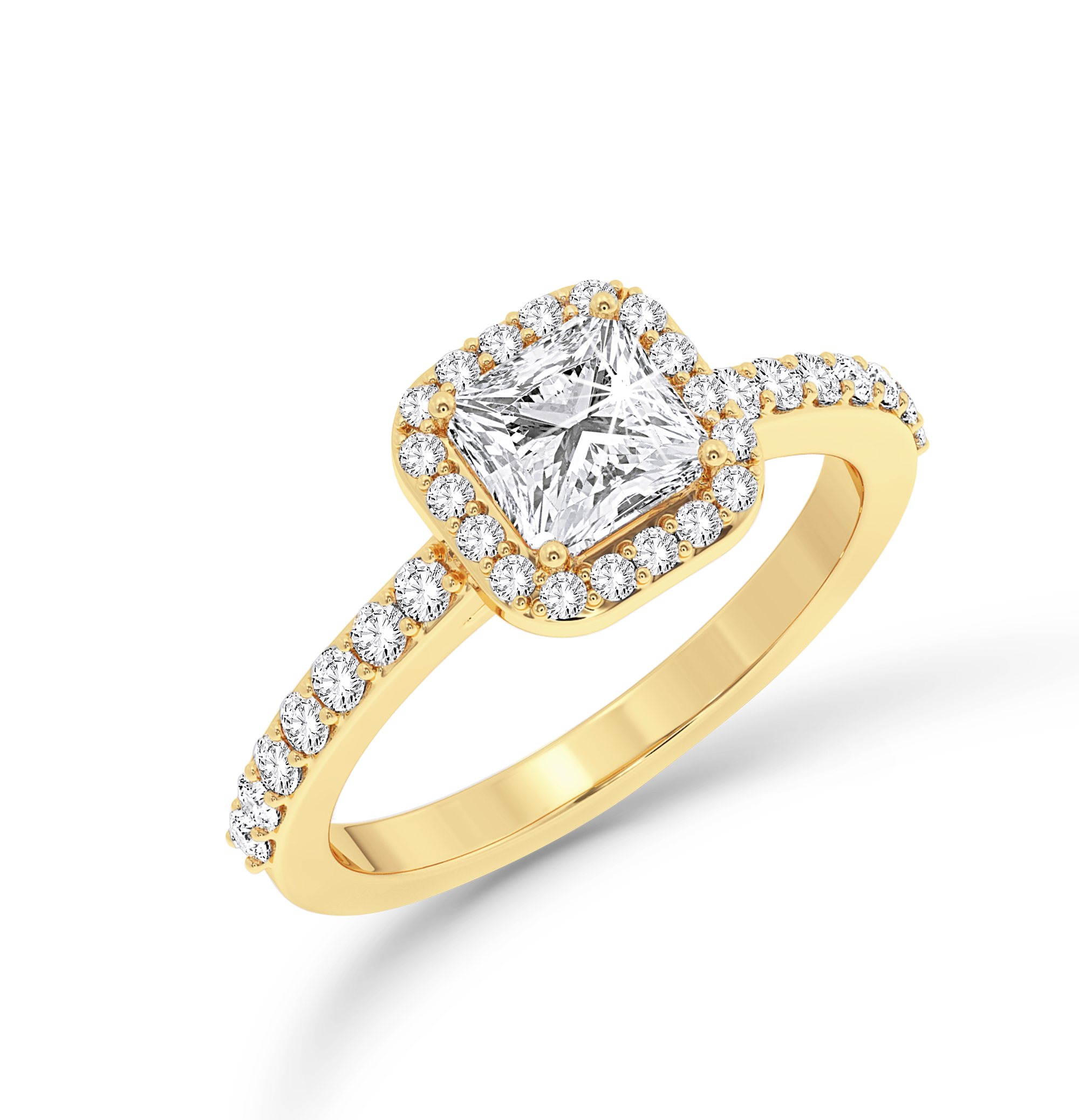 Asscher Cut Halo Ring - Yellow Gold - Bodega