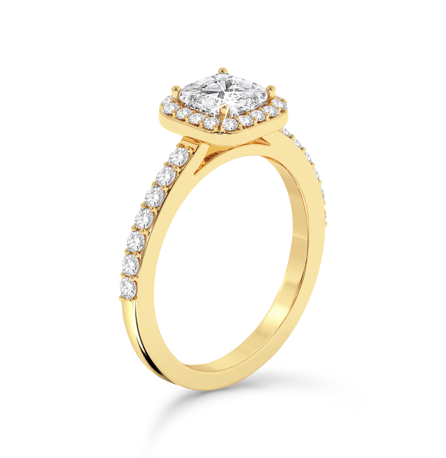 Asscher Cut Halo Ring - Yellow Gold - Bodega