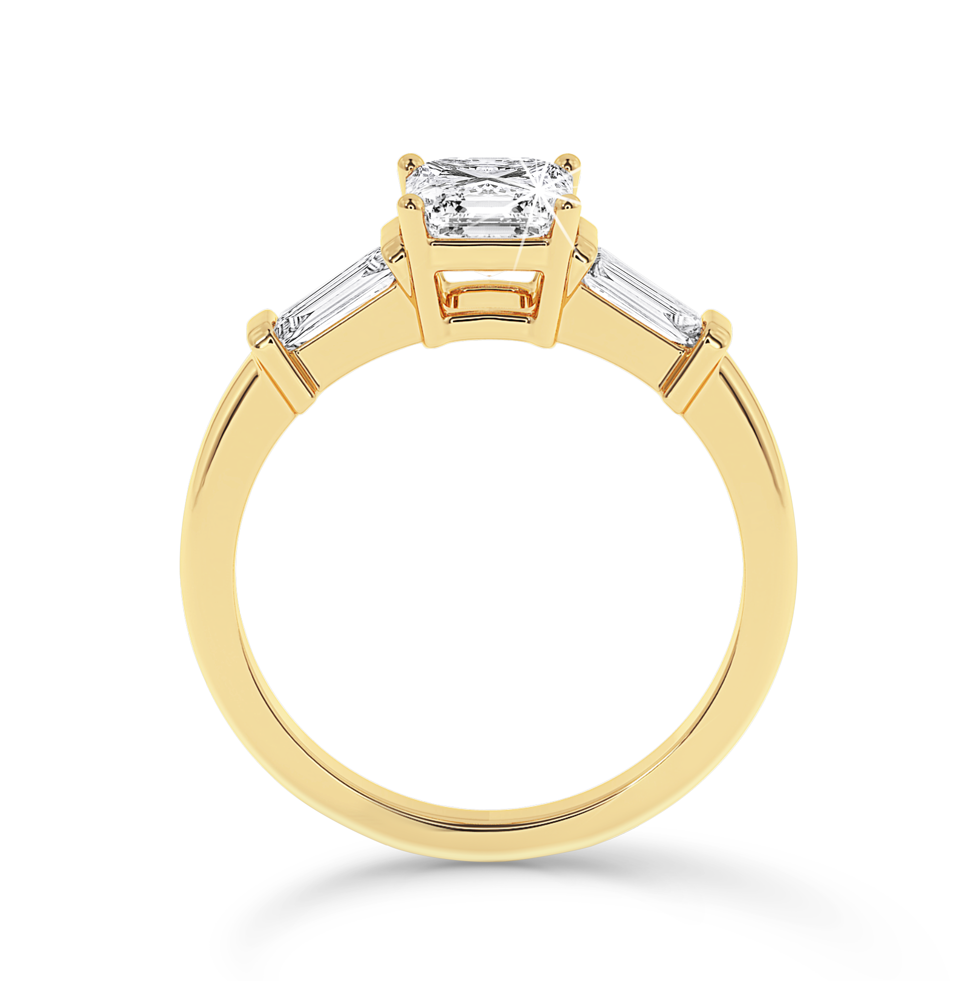 3 Stone Asscher Cut Ring - Yellow Gold - Bodega